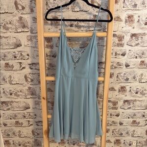 Lulus- Blue Lace-Trimmed Dress